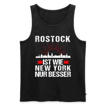 Rostock Ist Wie New York Nur Besser - Männer Premium Bio Tank Top - Schwarz - Vorne - AI Model Male 178 light (178cm)