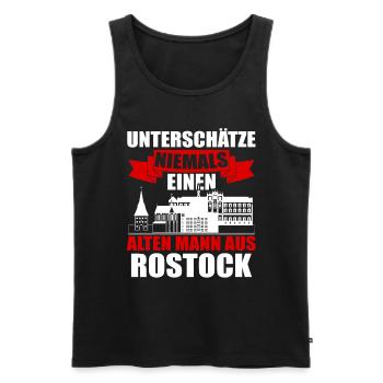 Unterschätze Niemals Einen Alten Mann Aus Rostock - Männer Premium Bio Tank Top - Schwarz - Vorne - AI Model Male 178 light (178cm)