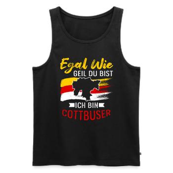 Egal Wie Geil Du Bist Ich Bin Cottbuser - Männer Premium Bio Tank Top - Schwarz - Vorne - Michal (187cm)