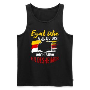 Egal Wie Geil Du Bist Ich Bin Hildesheimer - Männer Premium Bio Tank Top - Schwarz - Vorne - Michal (187cm)