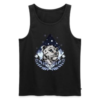 Schneeleopard - Männer Premium Bio Tank Top - Schwarz - Vorne - AI Model Male 178 light (178cm)