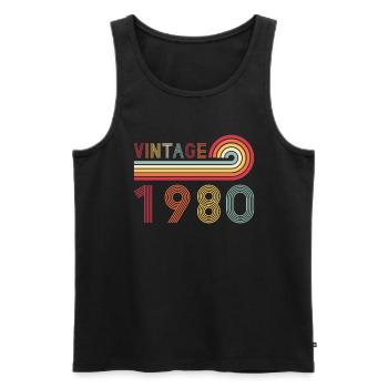 Lustiges Vintage Born in 1980 Geburtstag - Männer Premium Bio Tank Top - Schwarz - Vorne - Michal (187cm)