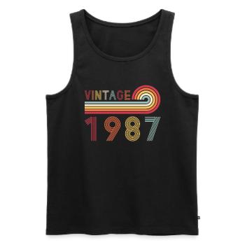 Funny Vintage Born in 1977 Geburtstag - Männer Premium Bio Tank Top - Schwarz - Vorne - Michal (187cm)