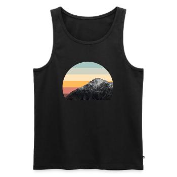 Mountain Sunset Circle Outdoor Nature - Men's Premium Organic Tank Top - black - Front - AI Model Male 178 light (178cm)