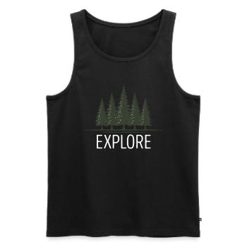 EXPLORE Reisereise Erkundung Abenteuer - Männer Premium Bio Tank Top - Schwarz - Vorne - AI Model Male 178 light (178cm)