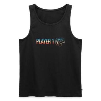 Spieler 1 Passender Gamer für Vater, - Männer Premium Bio Tank Top - Schwarz - Vorne - Michal (187cm)