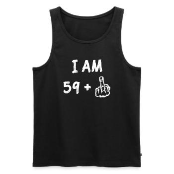I am 59 plus middle finger funny 60. - Men's Premium Organic Tank Top - black - Front - AI Model Male 178 light (178cm)