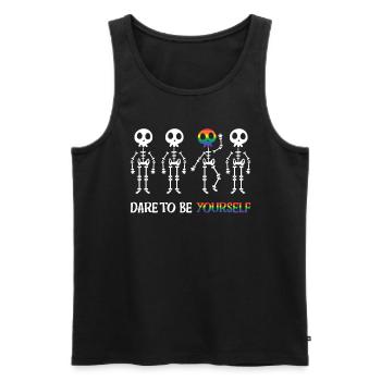 Dare To Be Yourself - Funny LGBTQ - Men's Premium Organic Tank Top - black - Front - Michal (187cm)