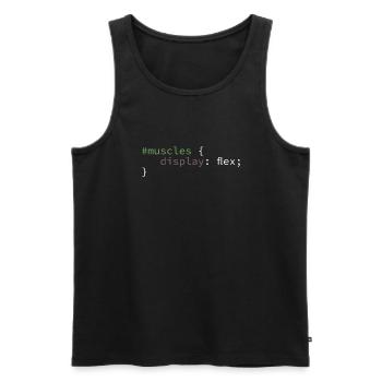 Funny CSS Muscles Flex GYM - Men's Premium Organic Tank Top - black - Front - AI Model Male 178 light (178cm)