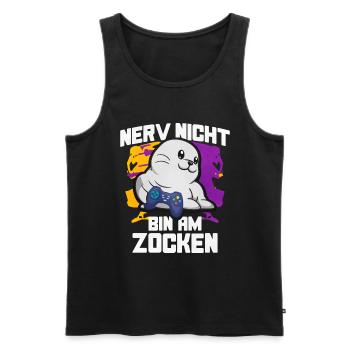 Nerv Nicht Bin Am Zocken Robben - Männer Premium Bio Tank Top - Schwarz - Vorne - AI Model Male 178 light (178cm)