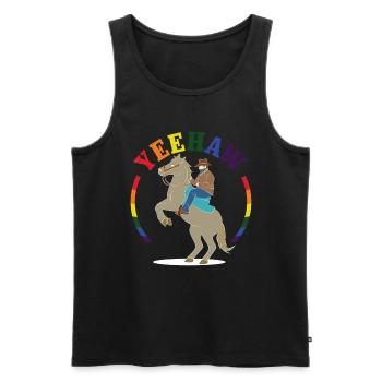Yeehaw Cowboy Homosexuell - Männer Premium Bio Tank Top - Schwarz - Vorne - AI Model Male 178 light (178cm)