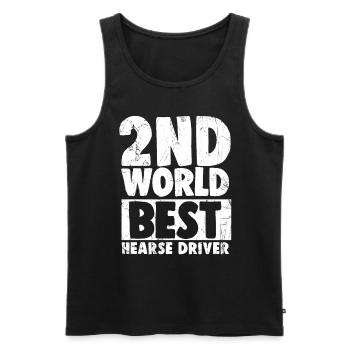 Deuxième meilleur conducteur de corbillard au monde - Débardeur bio Premium Homme - noir - Devant - AI Model Male 178 light (178cm)