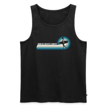 Funny Worlds Okayest Surfer Surfen - Männer Premium Bio Tank Top - Schwarz - Vorne - AI Model Male 178 light (178cm)