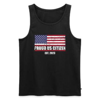 Fier citoyen américain est. 2023 Drapeau des États-Unis - Débardeur bio Premium Homme - noir - Devant - Michal (187cm)