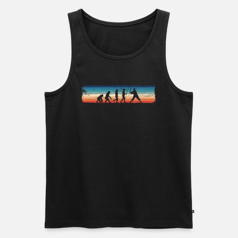 Retro Evolution des Baseballs, - Männer Premium Bio Tank Top - Schwarz
