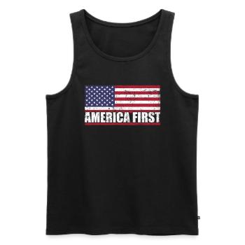 Amerika First USA Flagge Patriotic Proud - Männer Premium Bio Tank Top - Schwarz - Vorne - Michal (187cm)