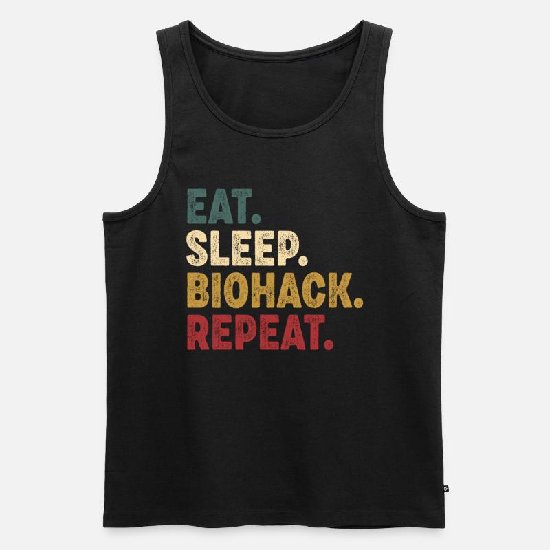 Eat Sleep Biohacking Repeat - Männer Premium Bio Tank Top - Schwarz