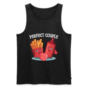 Paar Ketchup Pommes - Männer Premium Bio Tank Top - Schwarz - Vorne - AI Model Male 178 light (178cm)