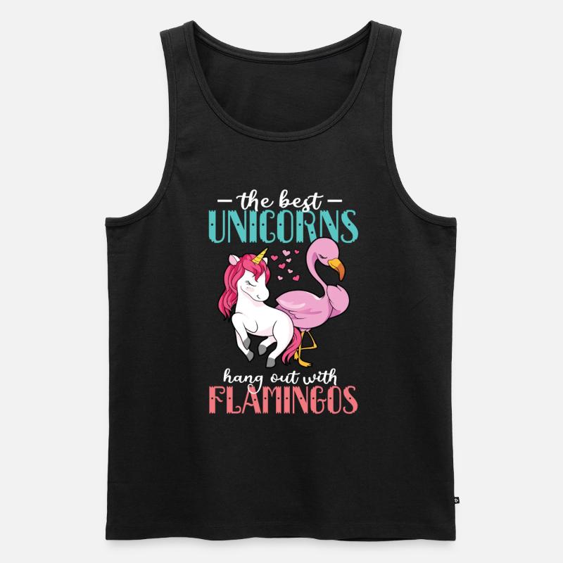 Flamingo Einhorn - Männer Premium Bio Tank Top - Schwarz