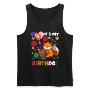 9th Birthday Fox - Men's Premium Organic Tank Top - black - Front - Michal (187cm)