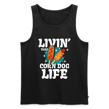 Livin That Corn Dog Life - Débardeur bio Premium Homme - noir - Devant - Michal (187cm)