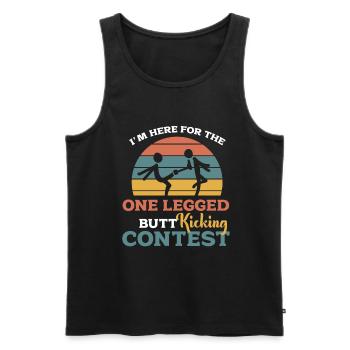 Ein Bein Witz Humor Geschenk - Männer Premium Bio Tank Top - Schwarz - Vorne - Michal (187cm)