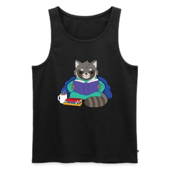 Waschbär-Lesebuch - Männer Premium Bio Tank Top - Schwarz - Vorne - Michal (187cm)