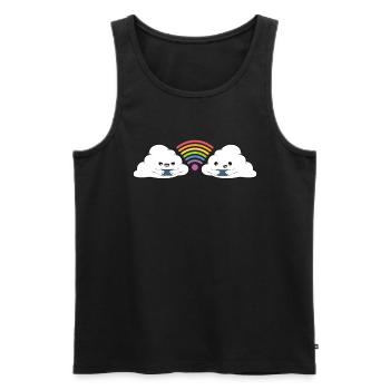 Wolke Wlan Regenbogenfarben - Männer Premium Bio Tank Top - Schwarz - Vorne - AI Model Male 178 light (178cm)