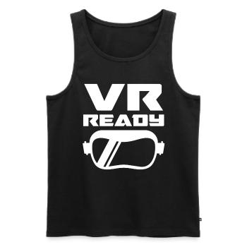 Cadeau VR de réalité virtuelle - Débardeur bio Premium Homme - noir - Devant - AI Model Male 178 light (178cm)