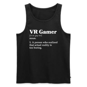 Cadeau VR de réalité virtuelle - Débardeur bio Premium Homme - noir - Devant - AI Model Male 178 light (178cm)