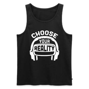 Cadeau VR de réalité virtuelle - Débardeur bio Premium Homme - noir - Devant - AI Model Male 178 light (178cm)