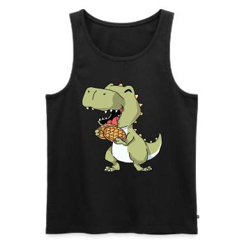 Gaufres T-Rex - Débardeur bio Premium Homme - noir - Devant - AI Model Male 178 light (178cm)