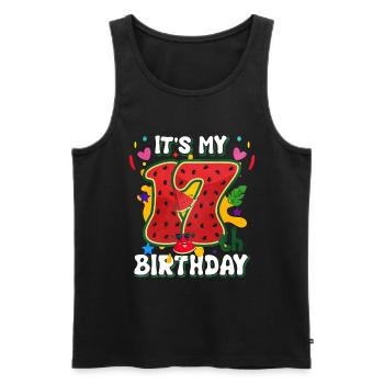 17th Birthday Watermelon Summer Gift - Men's Premium Organic Tank Top - black - Front - AI Model Male 178 light (178cm)