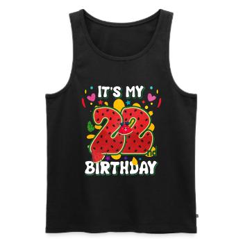 22. Geburtstag Wassermelone Sommer Geschenk - Männer Premium Bio Tank Top - Schwarz - Vorne - Michal (187cm)