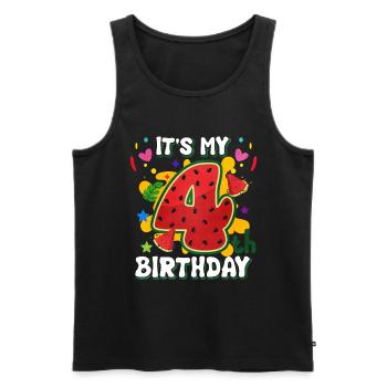 4. Geburtstag Wassermelone Sommer Geschenk - Männer Premium Bio Tank Top - Schwarz - Vorne - Michal (187cm)
