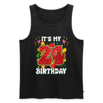 24. Geburtstag Wassermelone Sommer Geschenk - Männer Premium Bio Tank Top - Schwarz - Vorne - Michal (187cm)