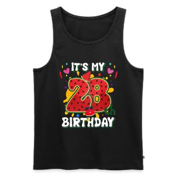 28e anniversaire Pastèque cadeau d’été - Débardeur bio Premium Homme - noir - Devant - AI Model Male 178 light (178cm)