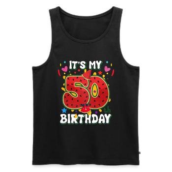 50th Birthday Watermelon - Men's Premium Organic Tank Top - black - Front - AI Model Male 178 light (178cm)