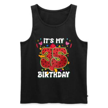 35th Birthday Watermelon - Men's Premium Organic Tank Top - black - Front - AI Model Male 178 light (178cm)