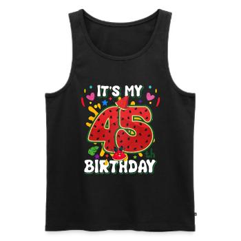 45e anniversaire Pastèque - Débardeur bio Premium Homme - noir - Devant - AI Model Male 178 light (178cm)