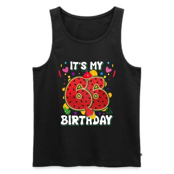 66th Birthday Watermelon - Men's Premium Organic Tank Top - black - Front - AI Model Male 178 light (178cm)