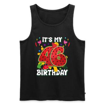 46th Birthday Watermelon - Men's Premium Organic Tank Top - black - Front - AI Model Male 178 light (178cm)