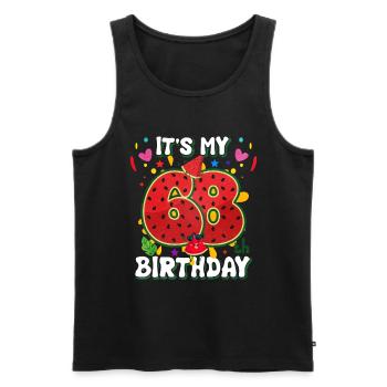 68e anniversaire Pastèque - Débardeur bio Premium Homme - noir - Devant - Michal (187cm)