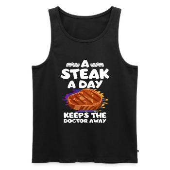Steak - Männer Premium Bio Tank Top - Schwarz - Vorne - AI Model Male 178 light (178cm)