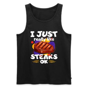 Steak - Männer Premium Bio Tank Top - Schwarz - Vorne - AI Model Male 178 light (178cm)