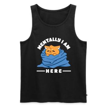 Geistig bin ich hier - Männer Premium Bio Tank Top - Schwarz - Vorne - AI Model Male 178 light (178cm)
