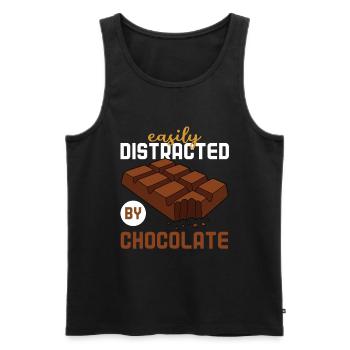 Easily distracted by chocolate - Men's Premium Organic Tank Top - black - Front - Michal (187cm)