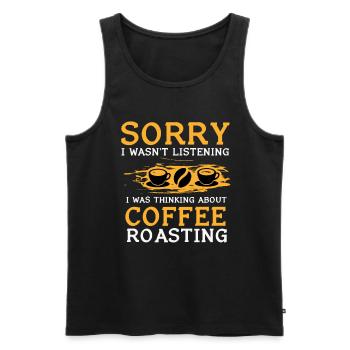 Coffee Roasting Gift - Men's Premium Organic Tank Top - black - Front - AI Model Male 178 light (178cm)