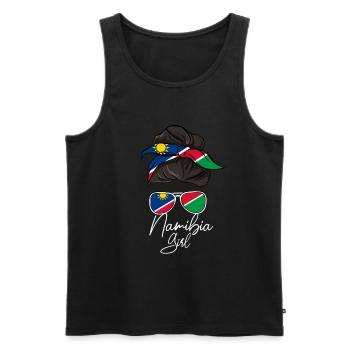 Namibia - Men's Premium Organic Tank Top - black - Front - Michal (187cm)
