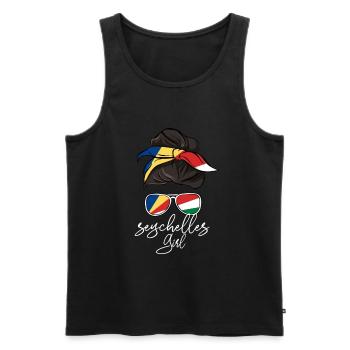 Seychelles - Men's Premium Organic Tank Top - black - Front - AI Model Male 178 light (178cm)